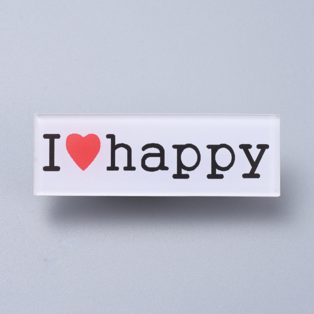 Word I love Happy - Brooch - Lapel Pin