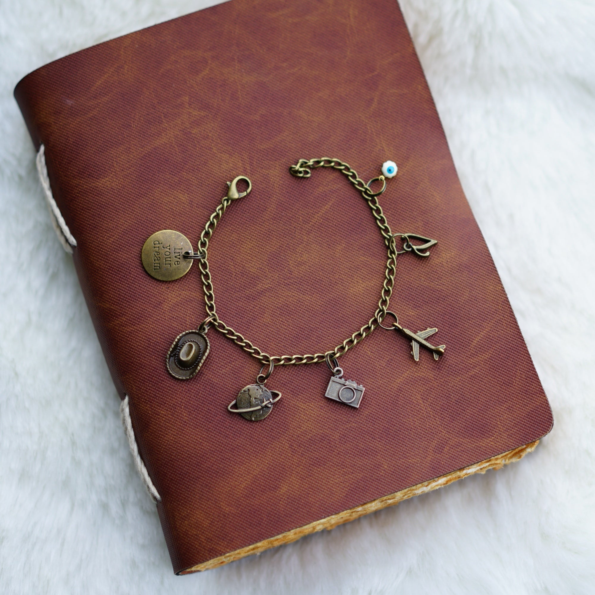 Travel Charm Bracelet with Alphabet