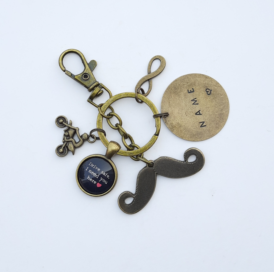 Moustache Infinity Personalised Keychain with Name
