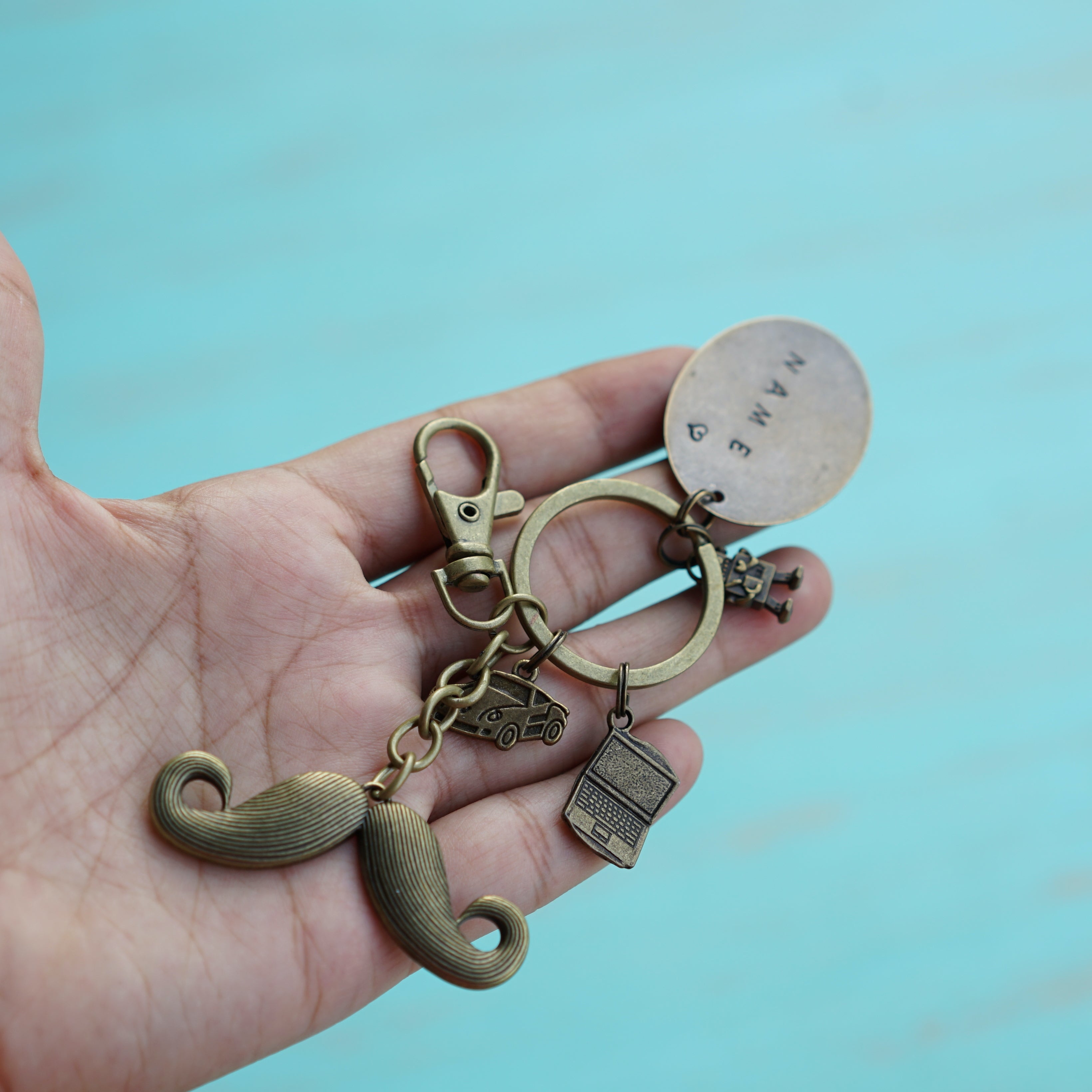 Mustache Father's day Personalised Keychain