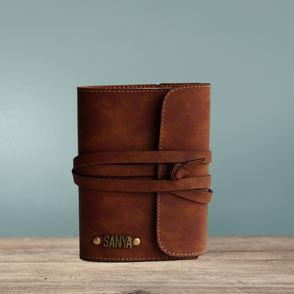 Wrap Diary / Journal with Personalised Name 5x7 inches