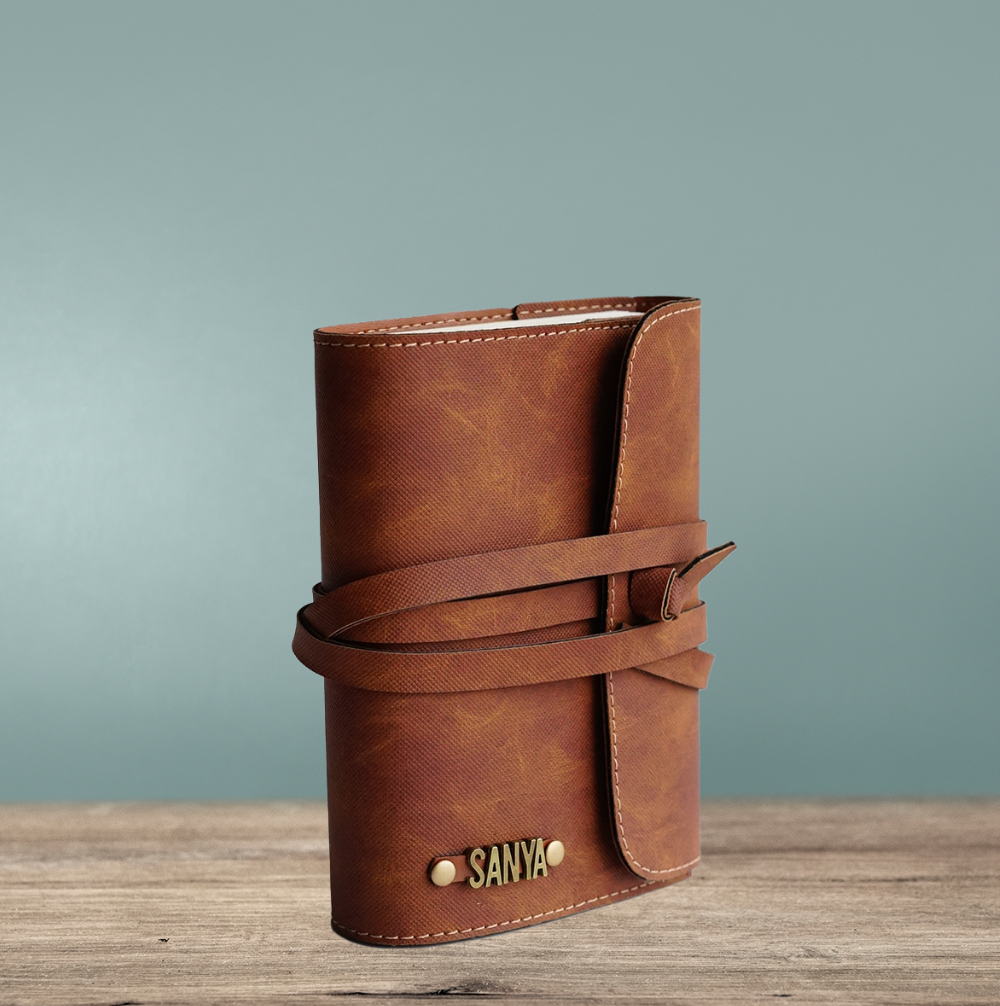 Wrap Diary / Journal with Personalised Name 5x7 inches
