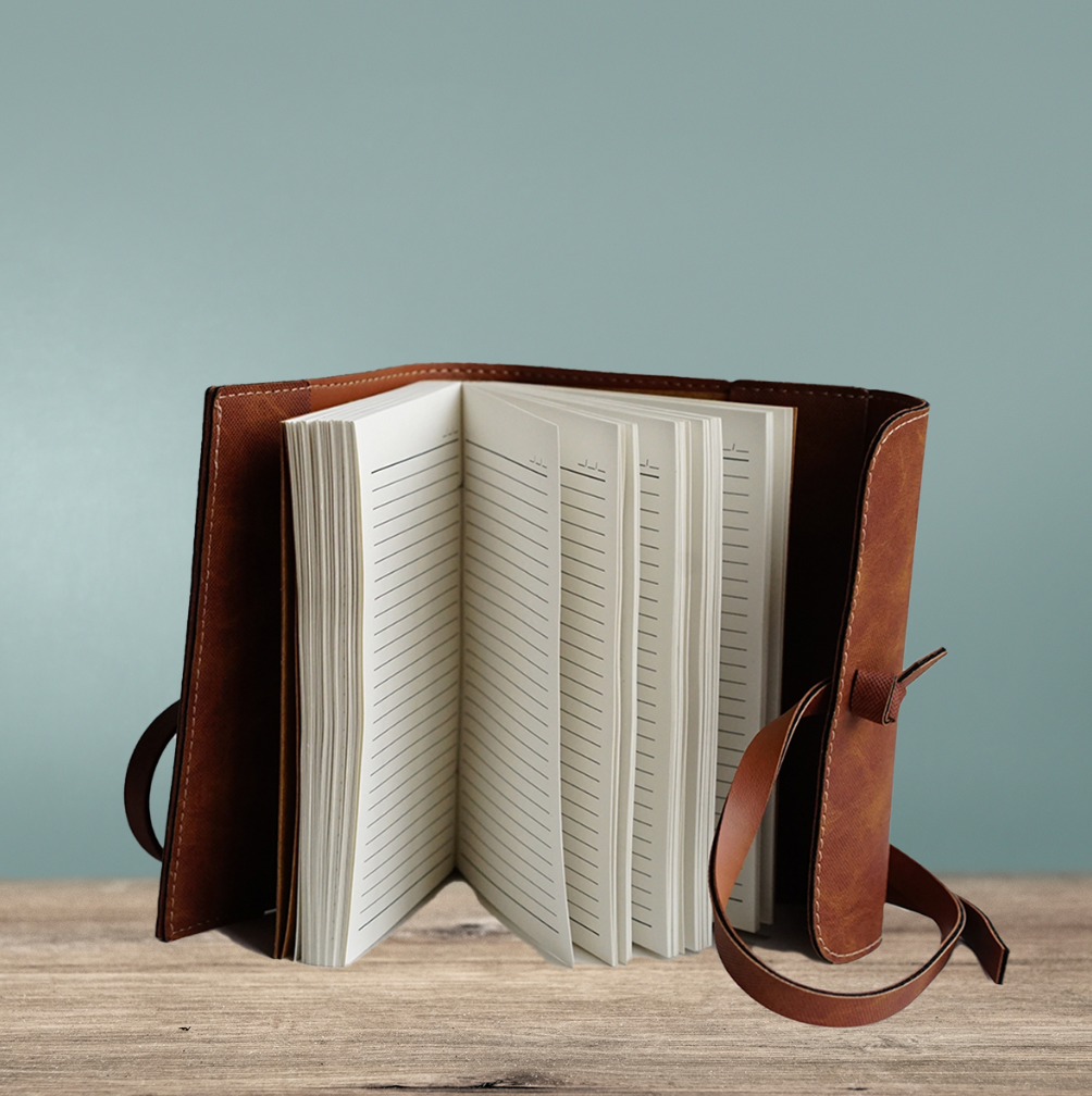 Wrap Diary / Journal with Personalised Name 5x7 inches