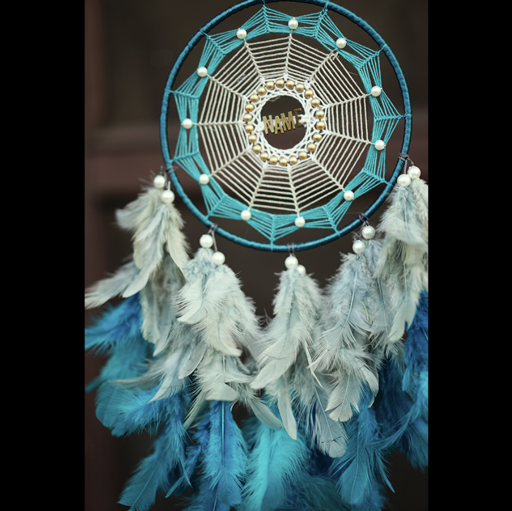 Green Grey Dreamcatcher with Name