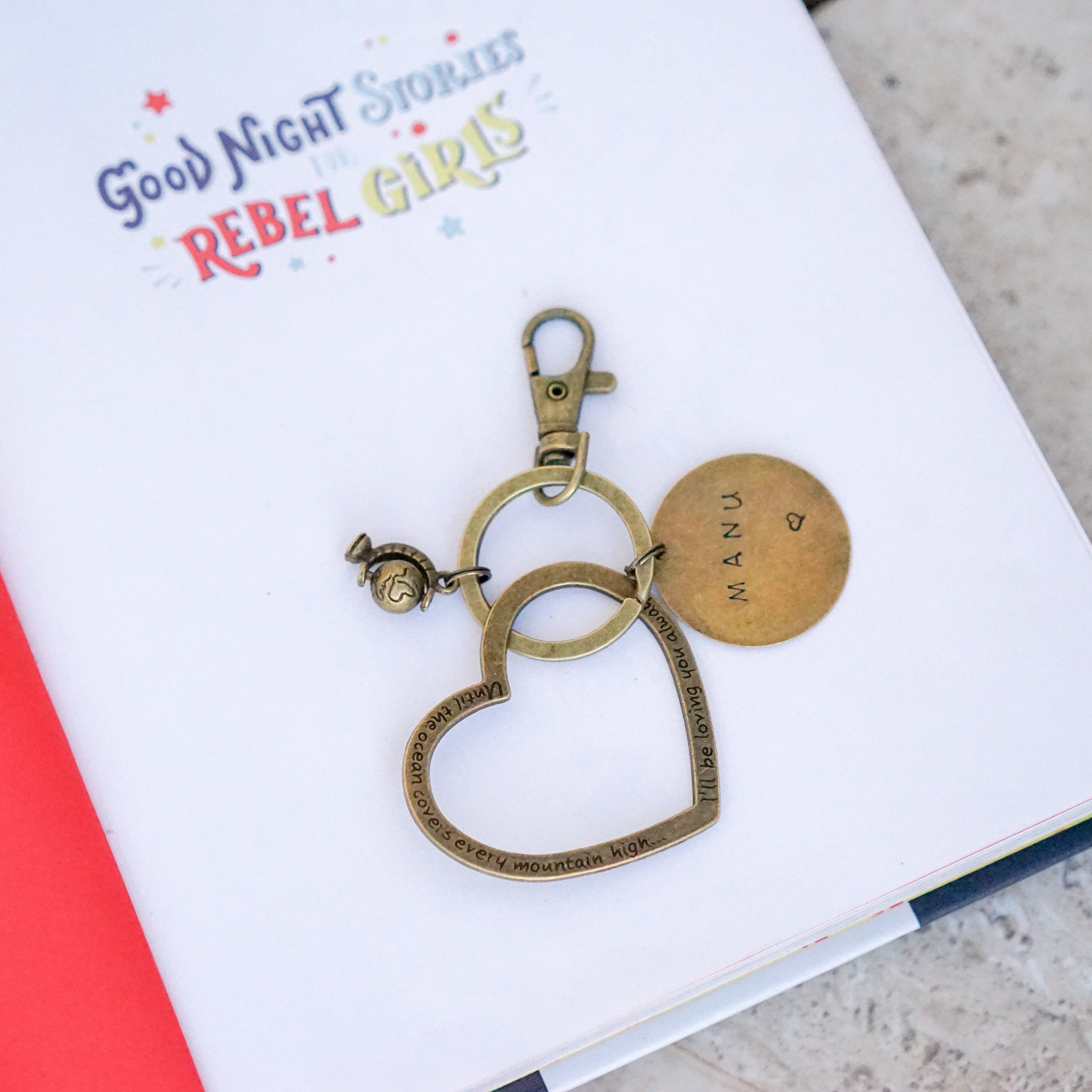 Globe / Heart Personalised Keychain