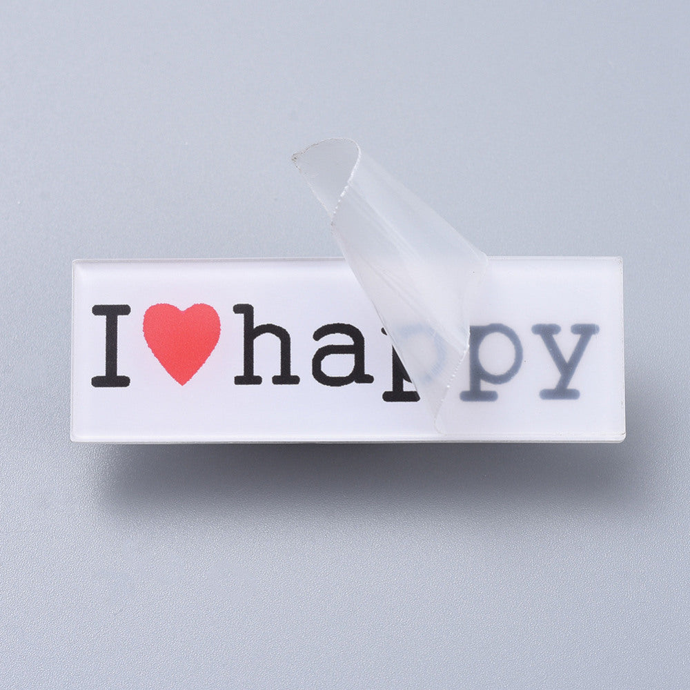 Word I love Happy - Brooch - Lapel Pin