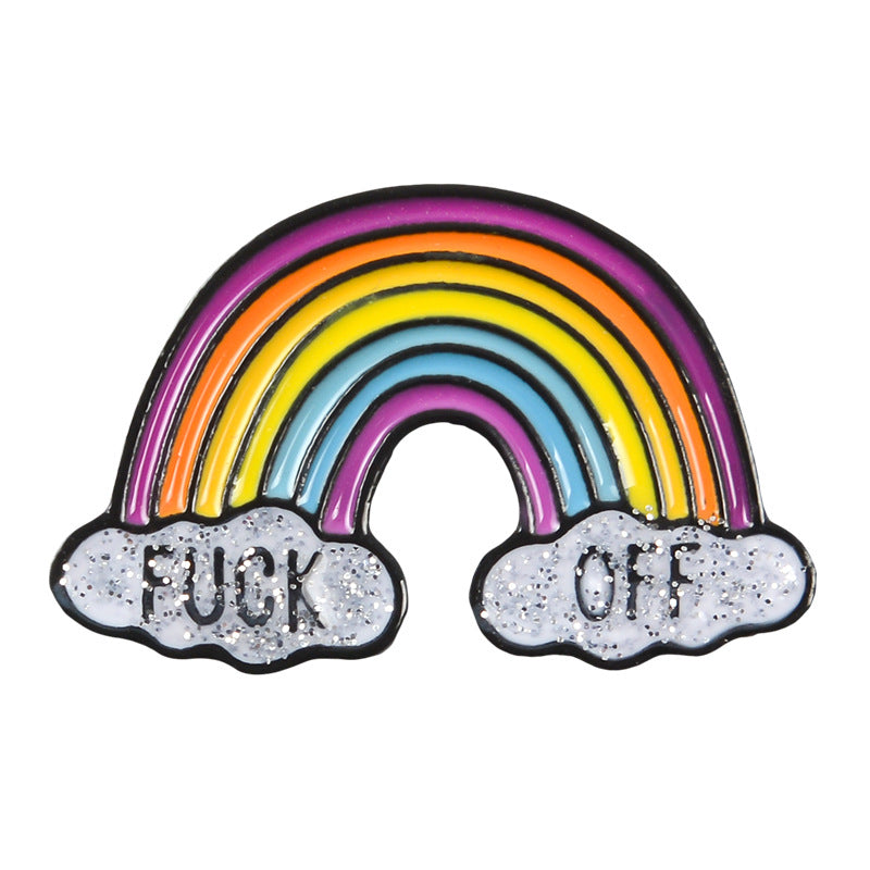 Rainbow with Word F*ck Off - Brooch - Lapel Pin