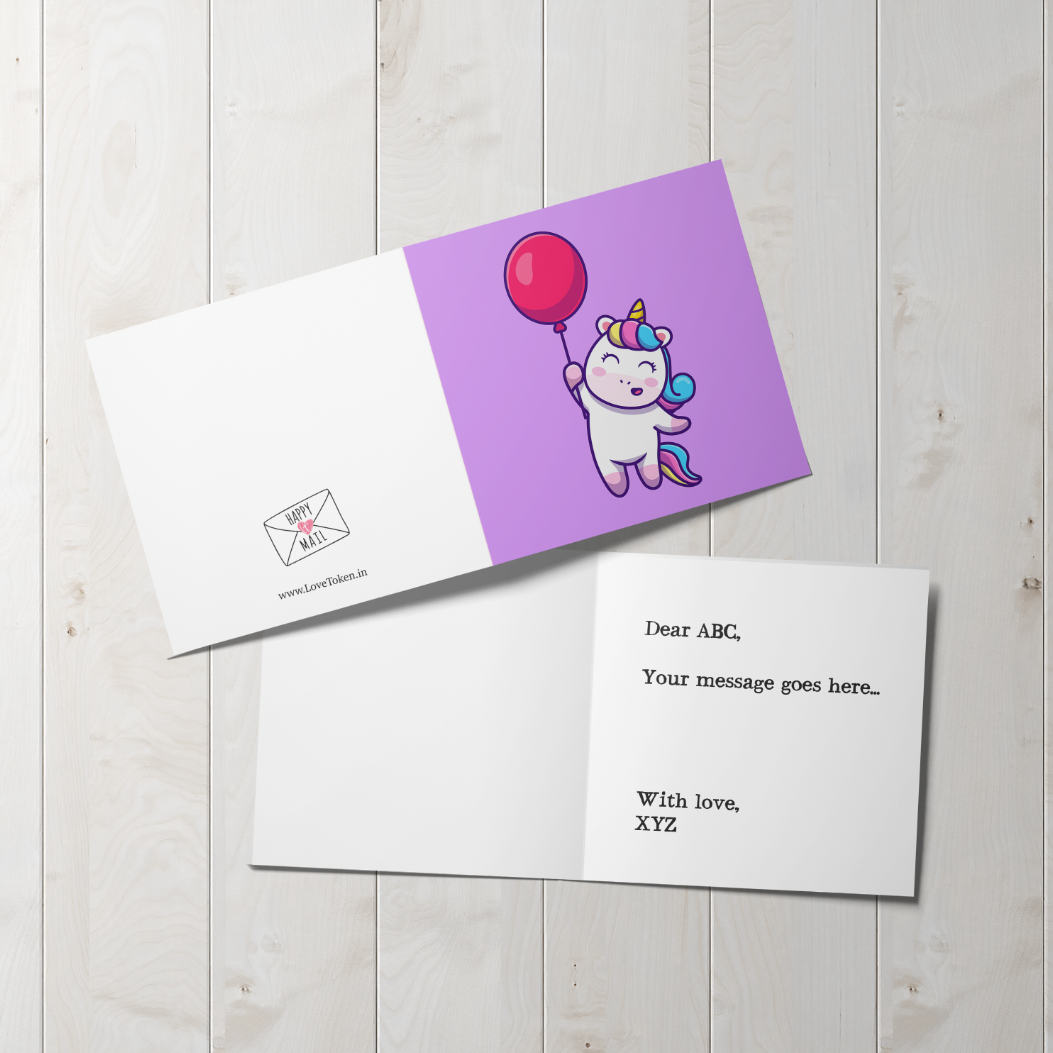 Unicorn Balloon Card