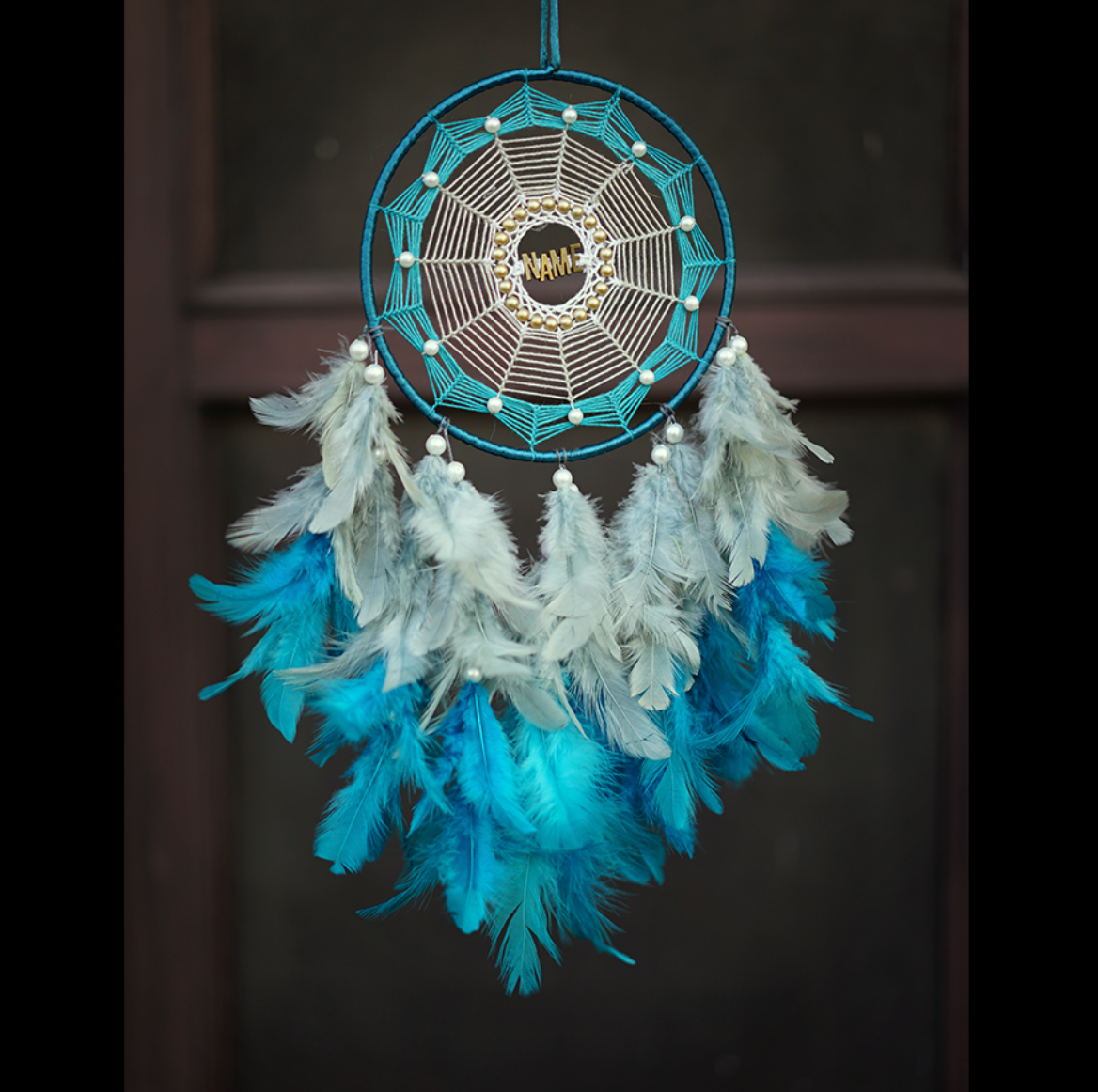 Green Grey Dreamcatcher with Name