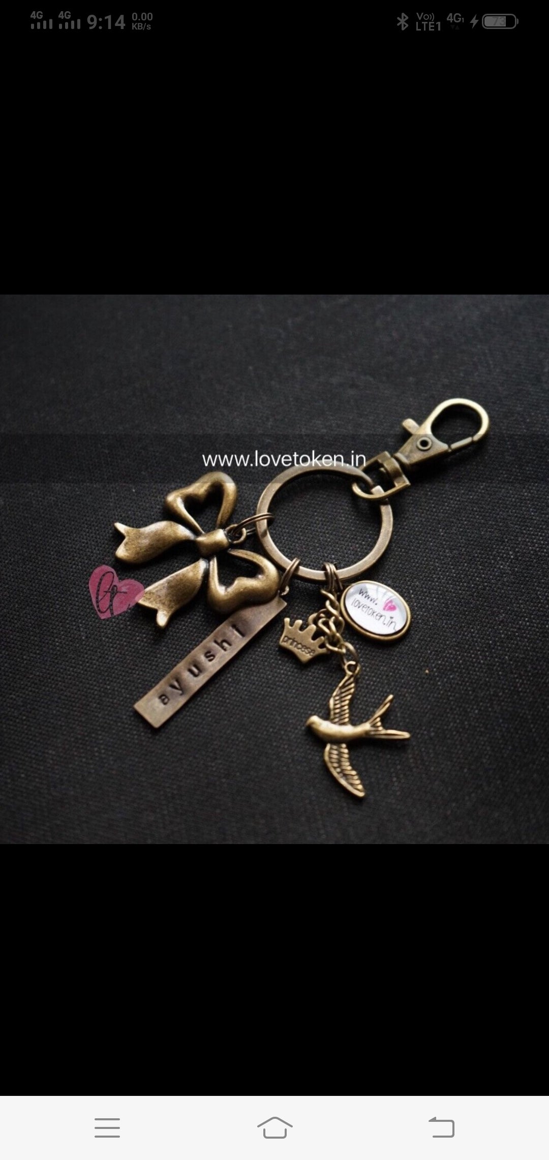 Bow personalised name keychain