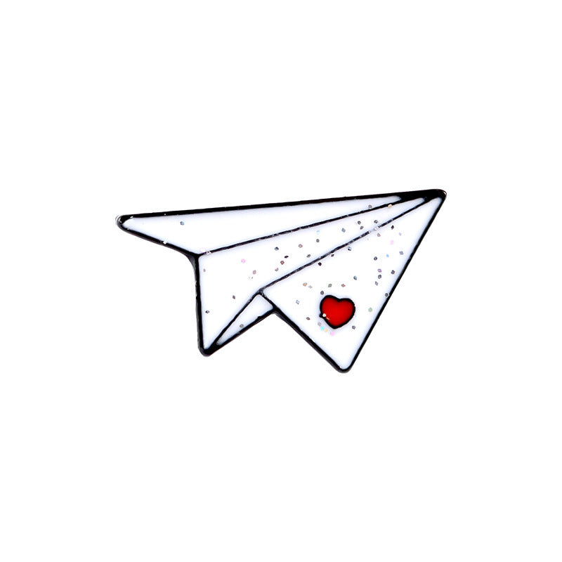 Paper Plane with Heart - Brooch - Lapel Pin