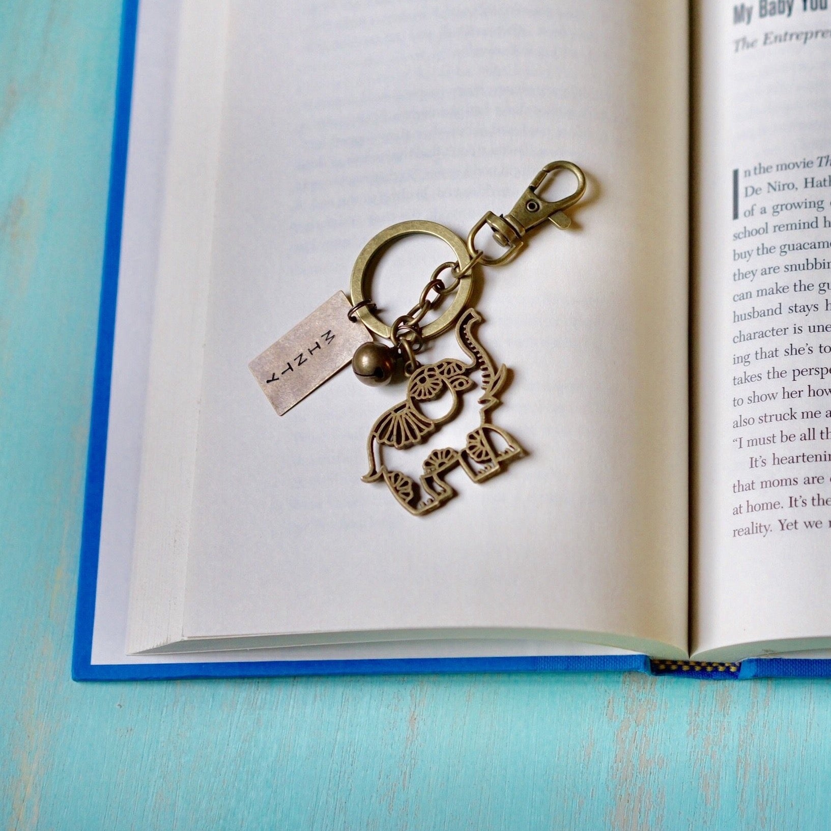 Elephant + Bell Personalised Keychain